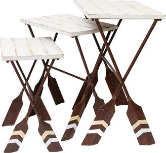 Foldable Stacking Table, Set of 3 - Brown - Set of 3