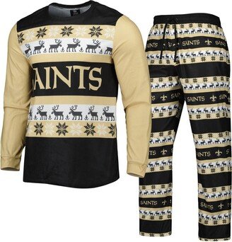 Men's Foco Black New Orleans Saints Team Ugly Pajama Set