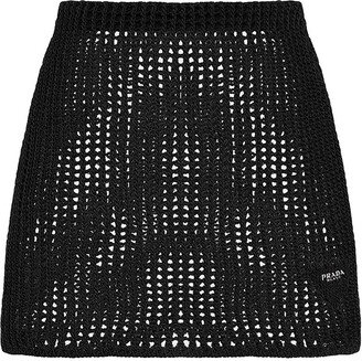 Openwork Cotton Miniskirt