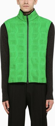 Green woven nylon gilet