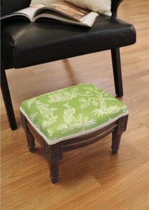 Chartreuse Chinoiserie Footstool with wood stained finish