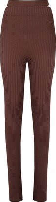 ANDREĀDAMO Ribbed Knit Slim Trousers