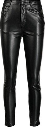 Tonal-Stitching Faux-Leather Skinny Trousers