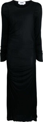 Long-Sleeve Ruched Maxi Dress