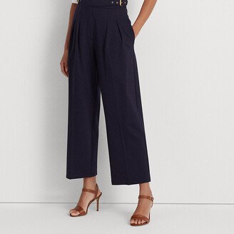 Ralph Lauren Belted Pleated Ponte Cropped Pant