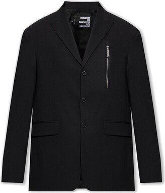 Logo Printed Single-Breasted Blazer