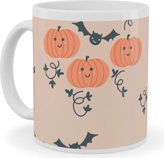 Mugs: Cute Pumpkins And Bats - Orange And Black Ceramic Mug, White, 11Oz, Orange