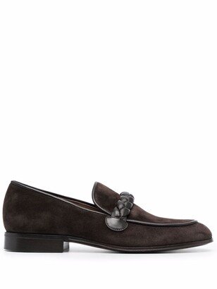 Massimo braid-embellished suede loafers