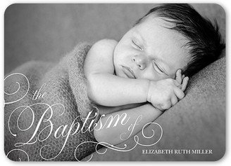 Baptism Invitations: Peaceful Swirls Baptism Invitation, White, Matte, Signature Smooth Cardstock, Rounded