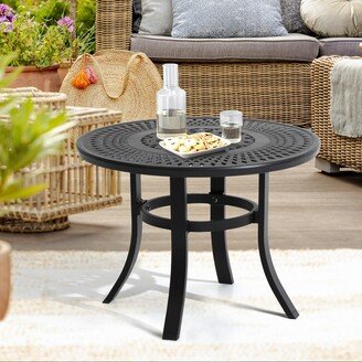 Pellebant Outdoor Round Cast Aluminum Small Table with Umbrella Hole - 24.02