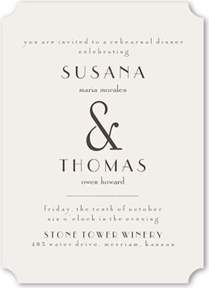 Rehearsal Dinner Invitations: Gracious Gathering Rehearsal Dinner Invitation, Gray, 5X7, Pearl Shimmer Cardstock, Ticket