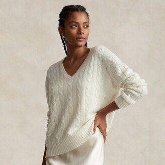 Cable-Knit Cashmere V-Neck Sweater