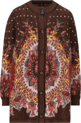 Jacquard Pattern Button-Up Cardigan