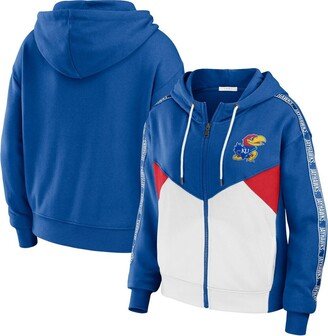 Women's Wear by Erin Andrews Royal Kansas Jayhawks Colorblock Full-Zip Hoodie Jacket