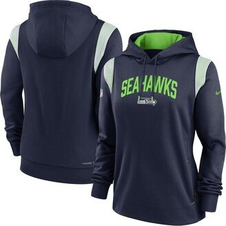 Women's Navy Seattle Seahawks Sideline Stack Performance Pullover Hoodie