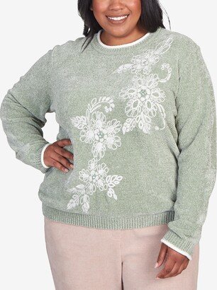 Plus Size St.Moritz Embroidered Chenille Crew Neck Sweatshirt