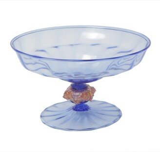 Devonia Antiques Venetian Glass Blown Blue Centerpiece Bowl