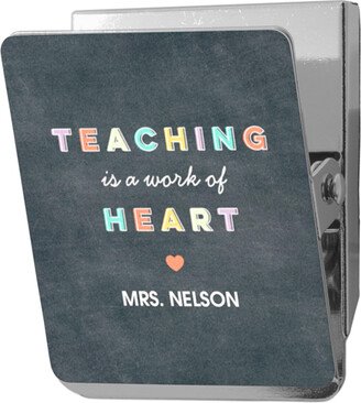 Magnets: Teaching Heart Clip Magnet, 2X2.5, Gray