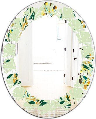 Designart 'Bright Eucalyptus Floral Pattern III' Printed Cottage Round or Oval Wall Mirror - Leaves
