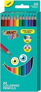 BIC Kids Colored Pencils Assorted Colors 24/Pack (BKCP24-AST)