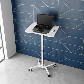 RASOO White Sit to Stand Mobile Laptop Computer Stand with Height Adjustable and Tiltable Tabletop