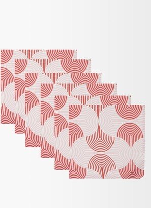 Set Of Six Slinky Rosso-print Linen Napkins
