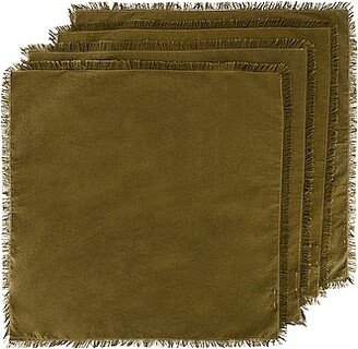 Essential Set of 4 Dinner Napkins in Olive