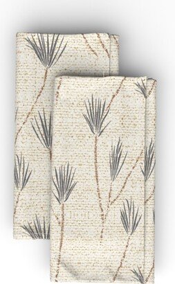 Cloth Napkins: Earthen Palm - Neutral Cloth Napkin, Longleaf Sateen Grand, Beige