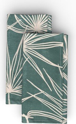 Cloth Napkins: Palm Fronds Fan - Green Cloth Napkin, Longleaf Sateen Grand, Green