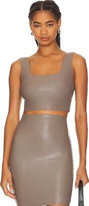 Faux Leather Square Neck Crop Top