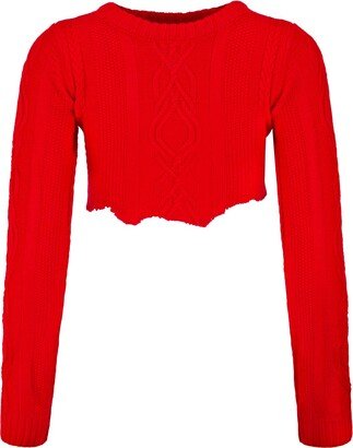 Boutique Kaotique Red Knitted Crop Long Sleeve