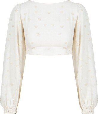 Atelier Aliz Sofia Tie Back Cropped Blouse - White