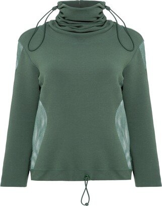 Balletto Athleisure Couture Hood Collar Boucle Blouse Te Verde