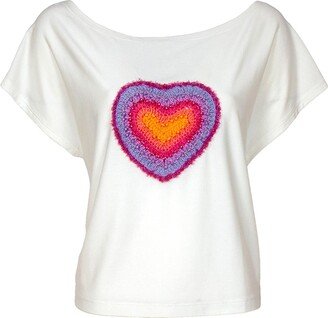 Lalipop Design White Blouse With Hand-Embroidered Heart Motif