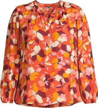 Puff-Sleeve Floral Blouse