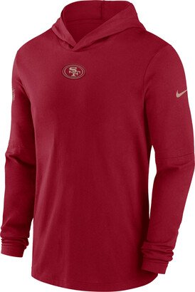 San Francisco 49ers Sideline Men’s Men's Dri-FIT NFL Long-Sleeve Hooded Top in Red