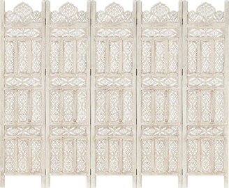 Hand carved 5-Panel Room Divider White78.7