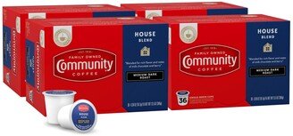 Community Coffee House Blend Medium-Dark Roast Single Serve Pods, Keurig K-Cup Brewer Compatible, 144 Ct