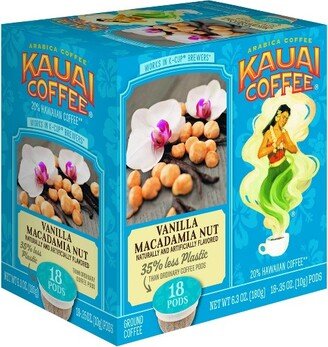 Kauai Coffee Vanilla Macadamia Nut, Medium Roast Single Serve Pods - 18ct