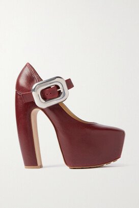 Mostra Leather Mary Jane Platform Pumps - Burgundy