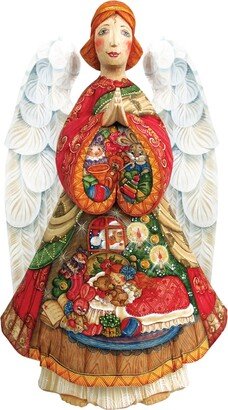 G.DeBrekht Woodcarved and Hand Painted Night Before Christmas Angel Santa Figurine