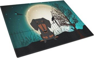 BB2322LCB Halloween Scary Dachshund Black & Tan Glass Cutting Board