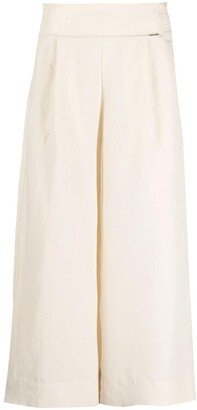 Wide-Leg Cropped Culotte Trousers