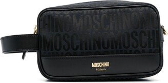 Fantasia leather logo-print makeup bag