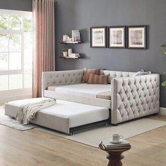 Upholstered Full Size Daybed with Twin Size Trundle