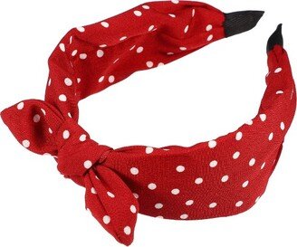 Unique Bargains Women's Bowknot Headband with Bunny Ears 2.17 Inch Wide 1 Pc Red