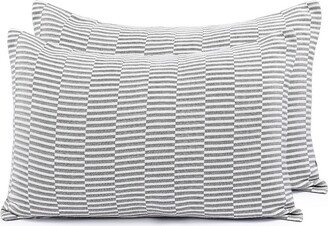 Bokser Home 100% Cotton Textured Stripe Sham Set - Standard - Gray/White