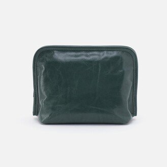 Beauty Cosmetic Pouch in Polished Leather - Sage Leaf