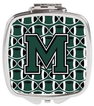 CJ1071-MSCM Letter M Football Green & White Compact Mirror