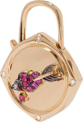 Yellow Gold, Diamond And Sapphire Lovelock Heart And Arrow Charm